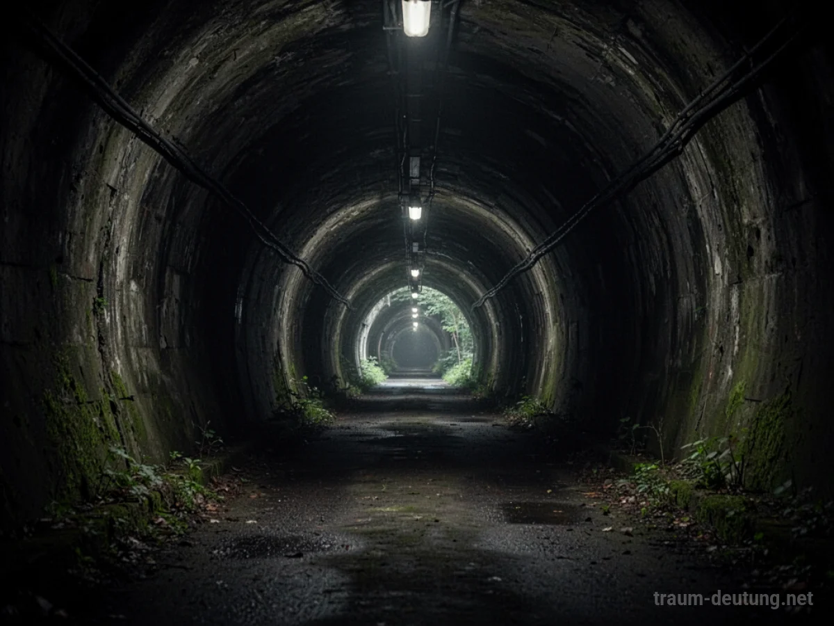 Ein dunkler Tunnel, der in der Ferne verschwindet.