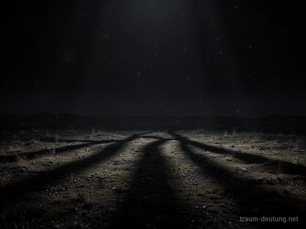 Weite, dunkle Landschaft unter völliger Finsternis