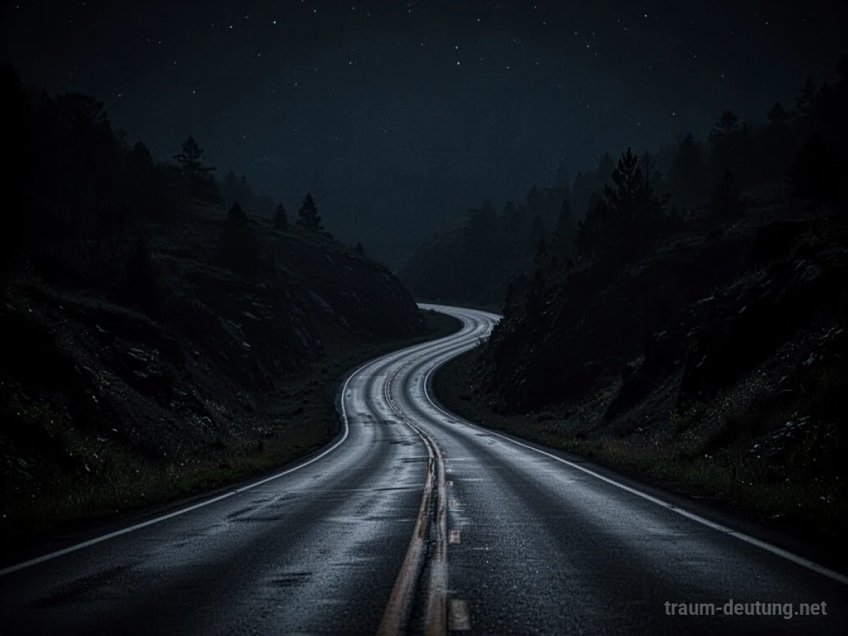 Eine dunkle Straße, die sich in tiefen Schatten verliert.
