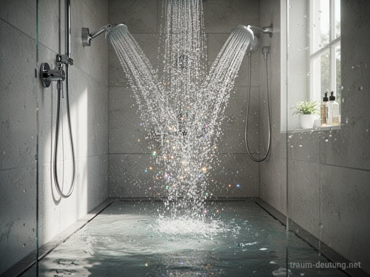 Eine moderne Dusche, aus der sprudelndes Wasser fließt.