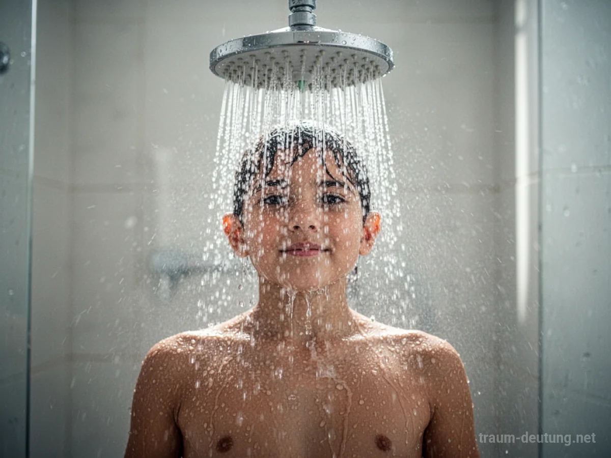 Klares Wasser fließt unter einer Dusche