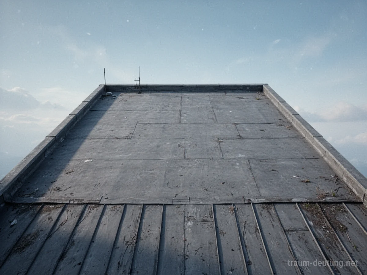 Flaches Dach von oben unter blauem Himmel