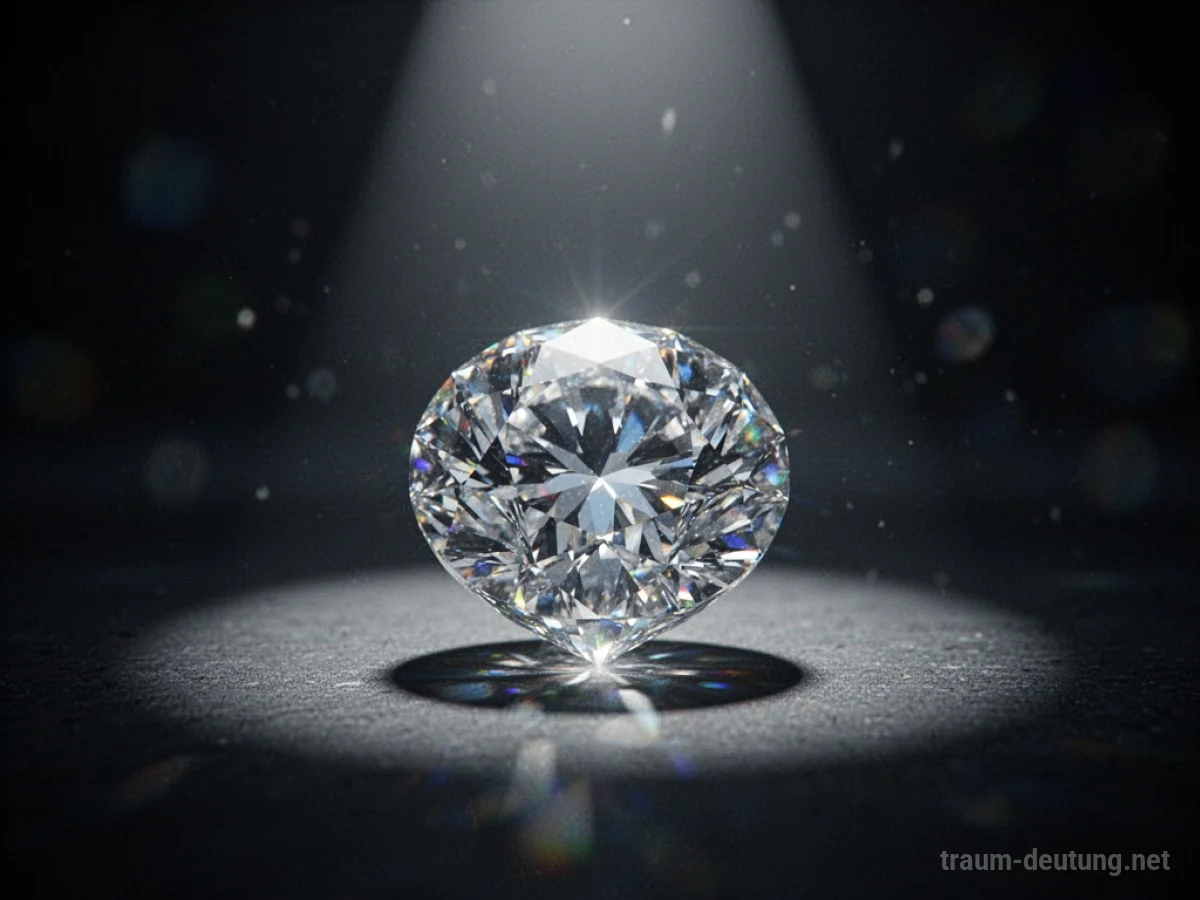 Ein einzelner, perfekt geschliffener Diamant funkelt hell.