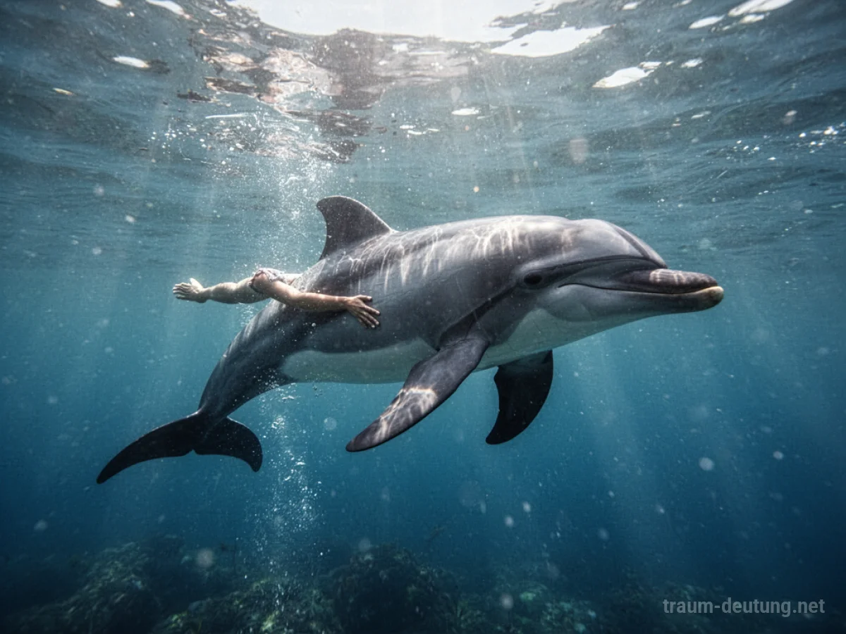 Verwandlung eines Menschen in einen Delfin im Meer