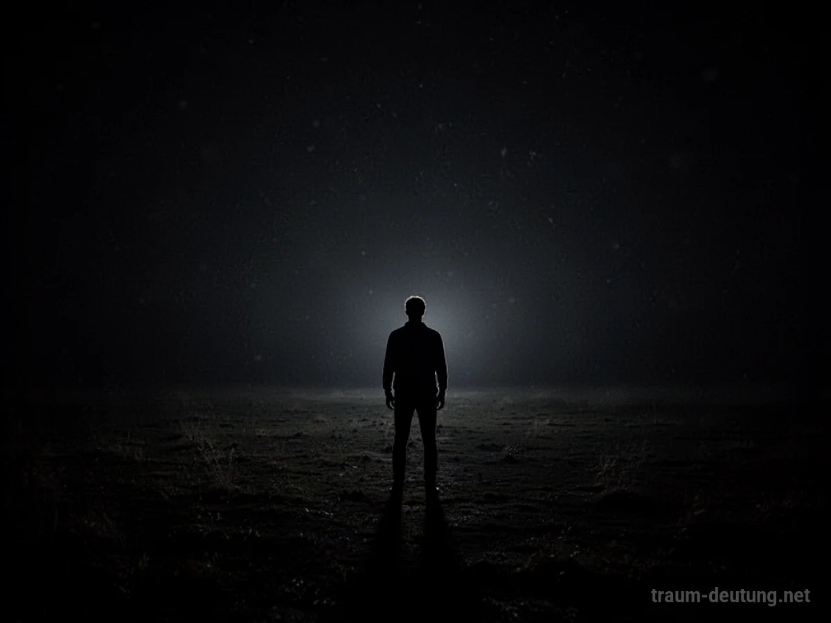 Eine einzelne Silhouette in völliger Finsternis