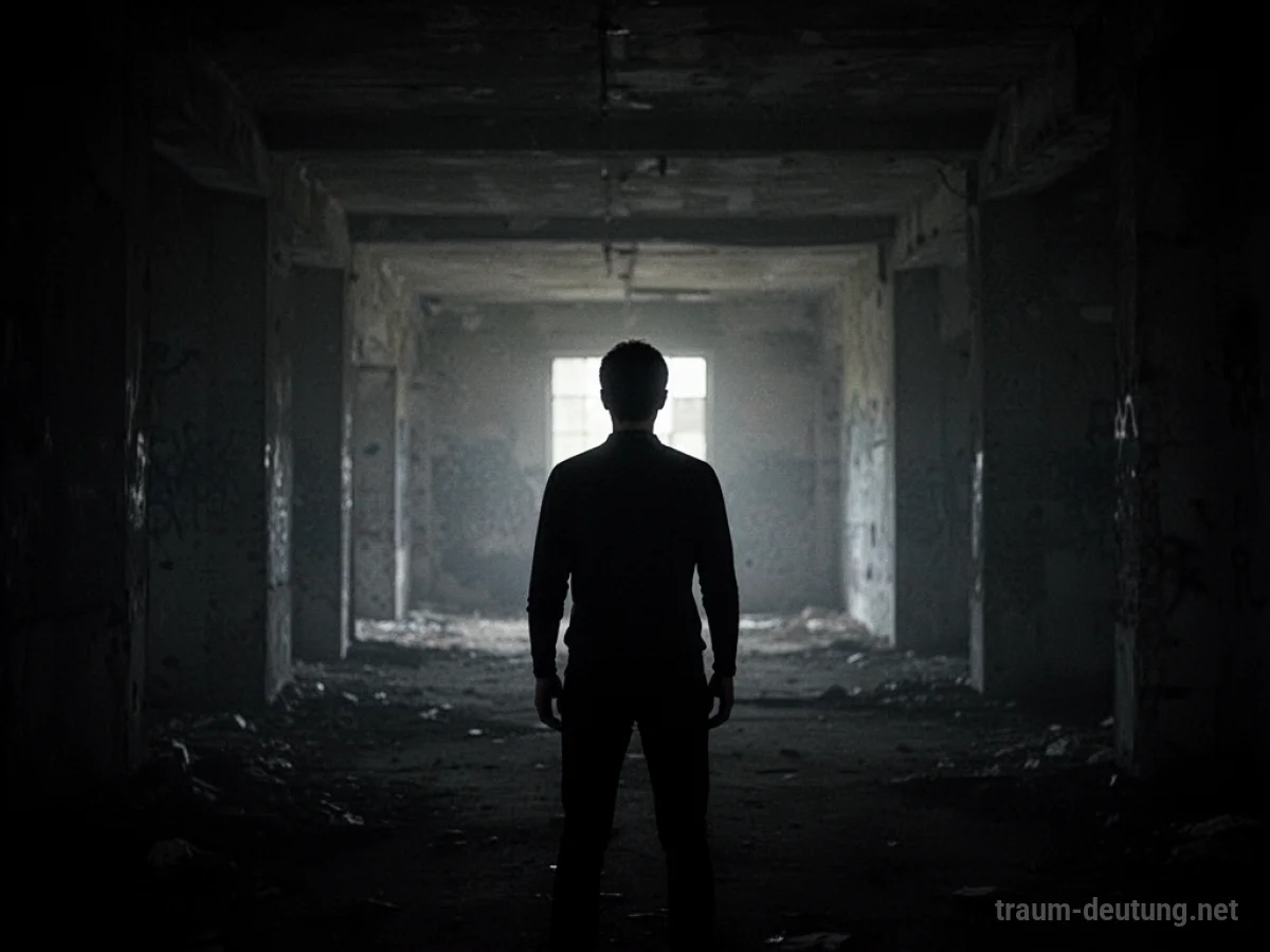Silhouetten einer Person in einem dunklen, unklaren Raum