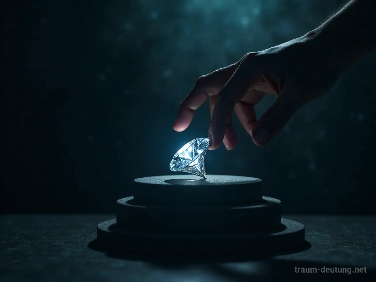 Schattenhafte Figur greift nach einem glitzernden Diamanten