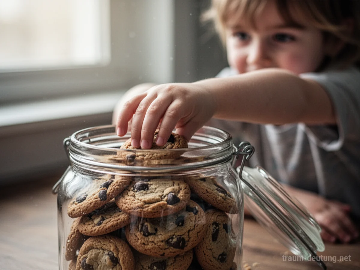 Kinderhand greift nach Keksen aus einem Keksglas