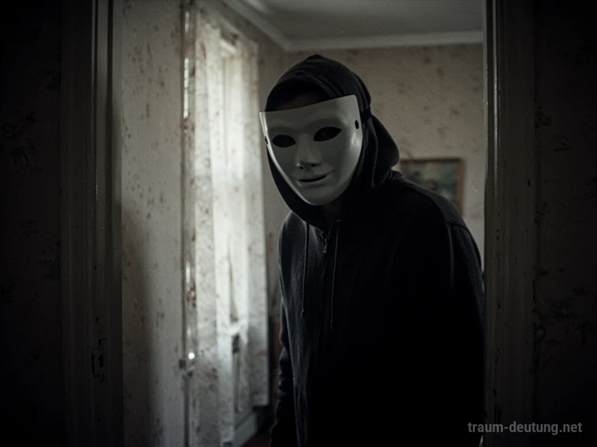 Ein schemenhafter Dieb mit Maske im Schatten eines Raumes
