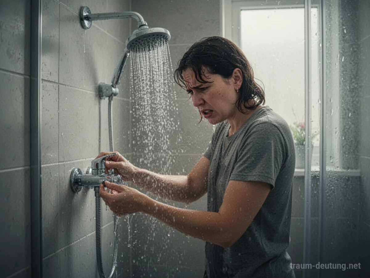 Person kann im Traum nicht duschen, der Wasserhahn bleibt trocken.