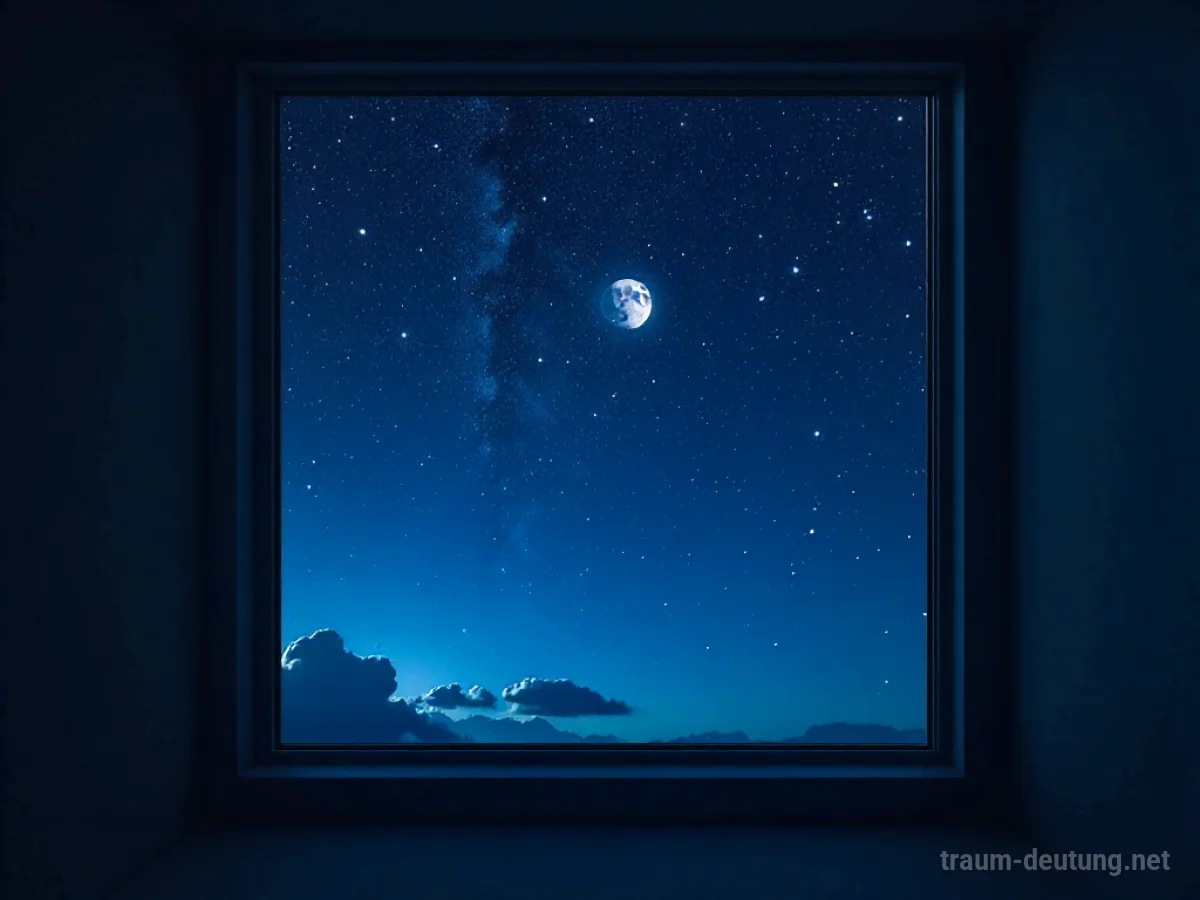Blick von innen durch ein offenes Dach in den Sternenhimmel