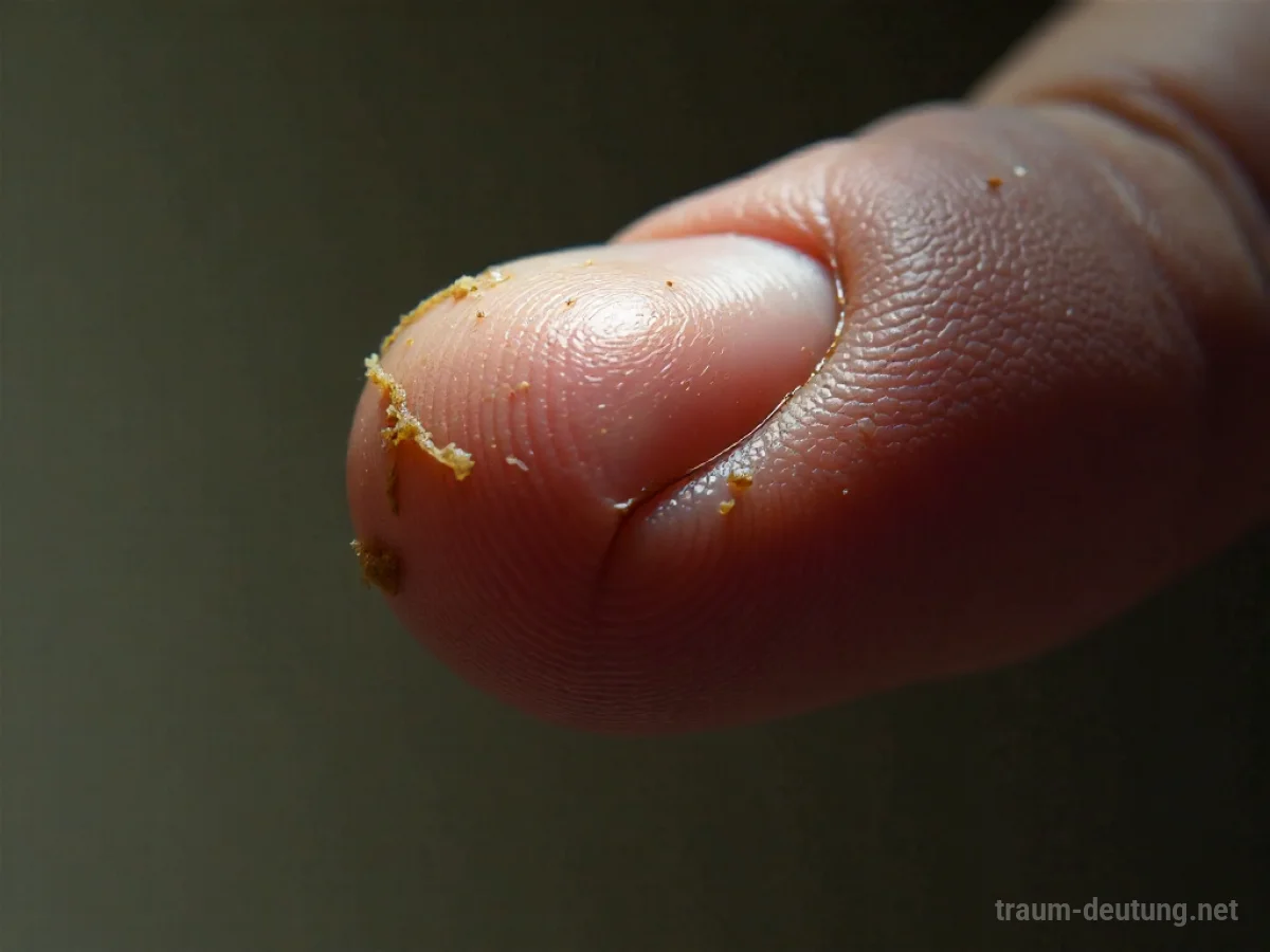 Ein schmutziger Daumen mit Dreck unter dem Fingernagel.