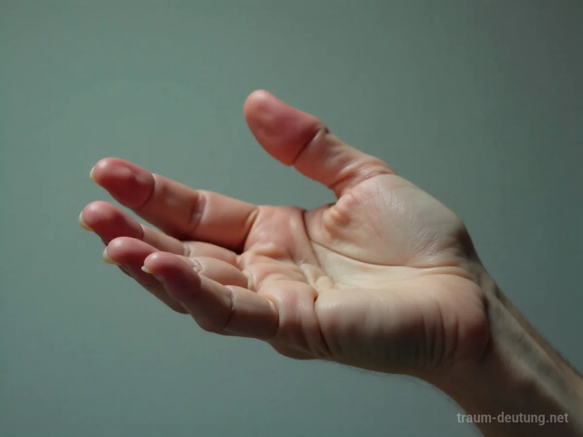 Eine menschliche Hand, bei der der Daumen starr und bewegungsunfähig ist.