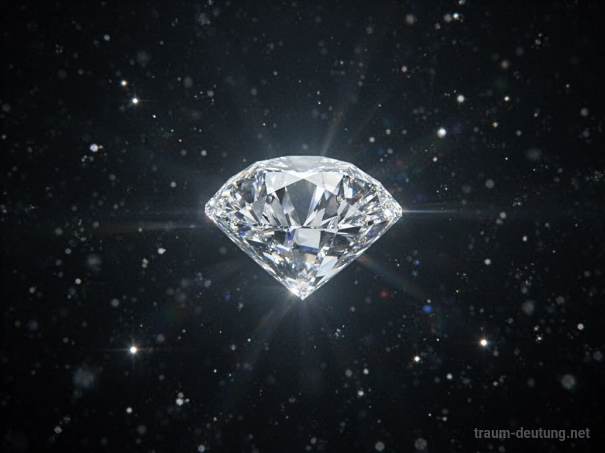 Ein einzelner, strahlender Diamant schwebt im Weltall.