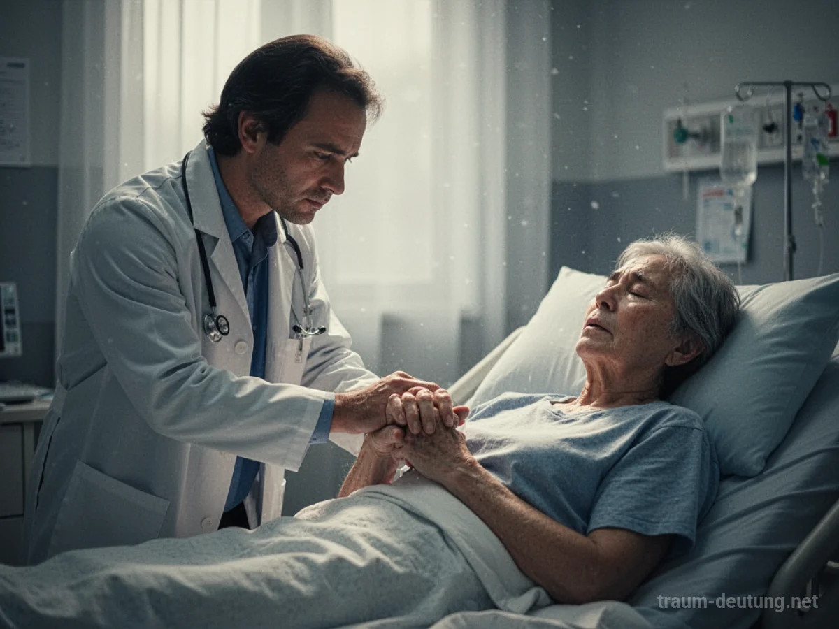 Ein Doktor hält sanft die Hand eines Patienten, der zu Bewusstsein kommt.