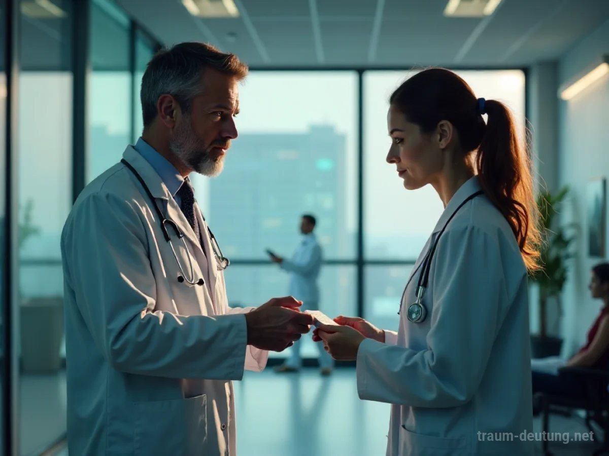 Doktor gibt Patient Rezept in heller Praxis
