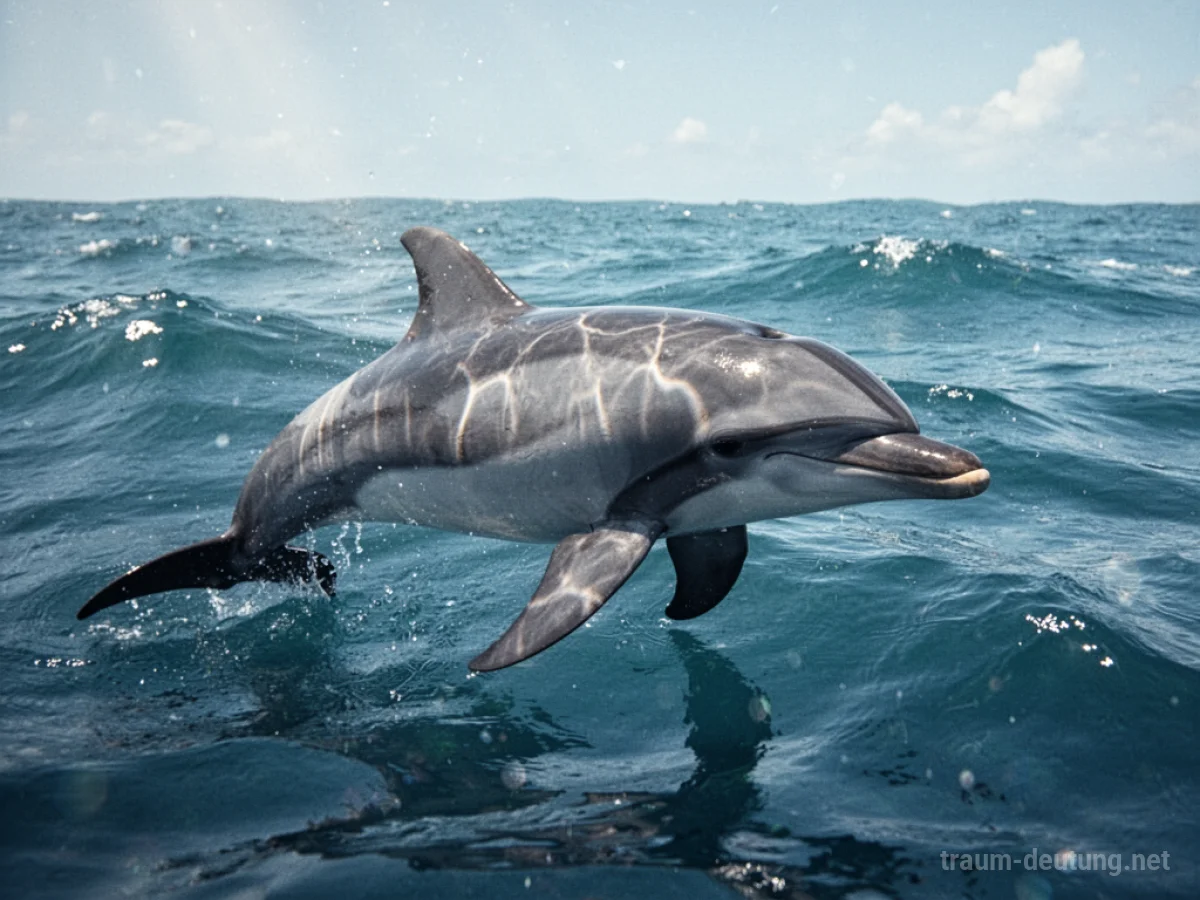 Ein Delfin schwimmt im klaren, blauen Meer.