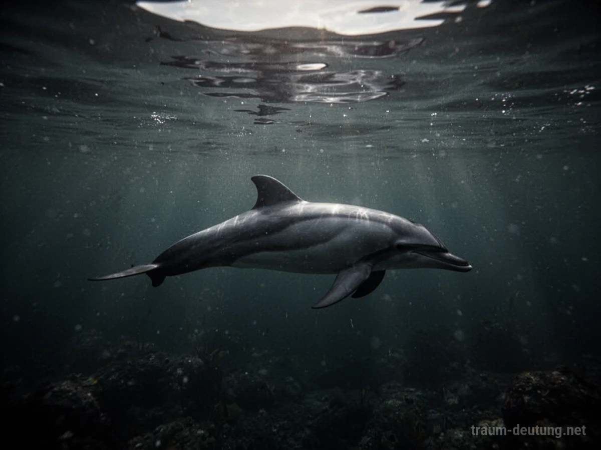 Silhouette eines toten Delfins im dunklen Wasser