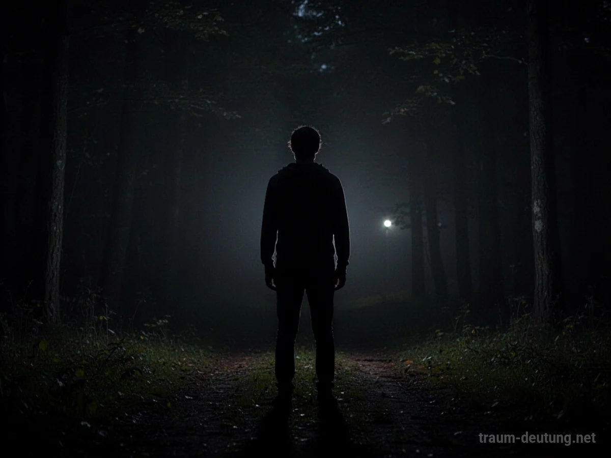 Silhouette einer Person in völliger Dunkelheit, die nichts sehen kann.