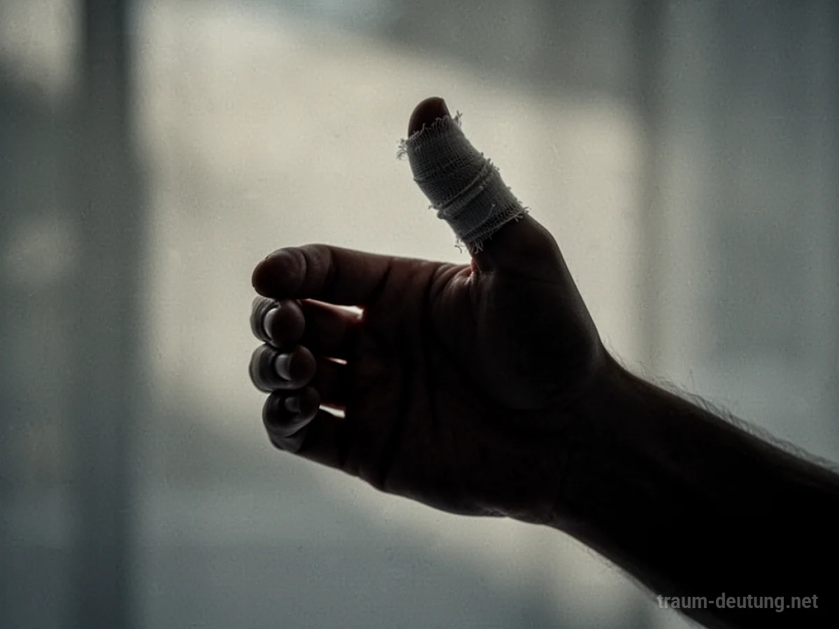 Hand mit verbundenem Daumen im Traum