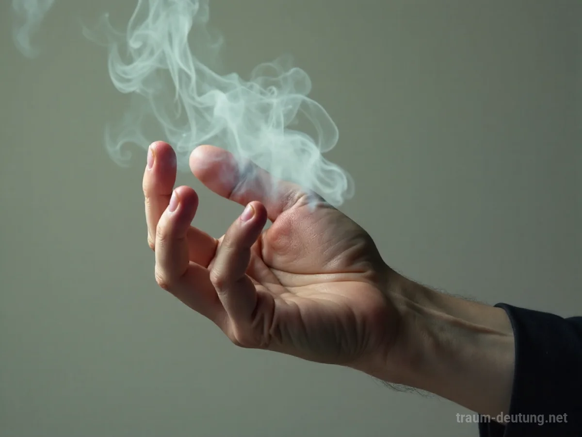 Hand mit Daumen, der im Traum an Kraft verliert und verblasst.
