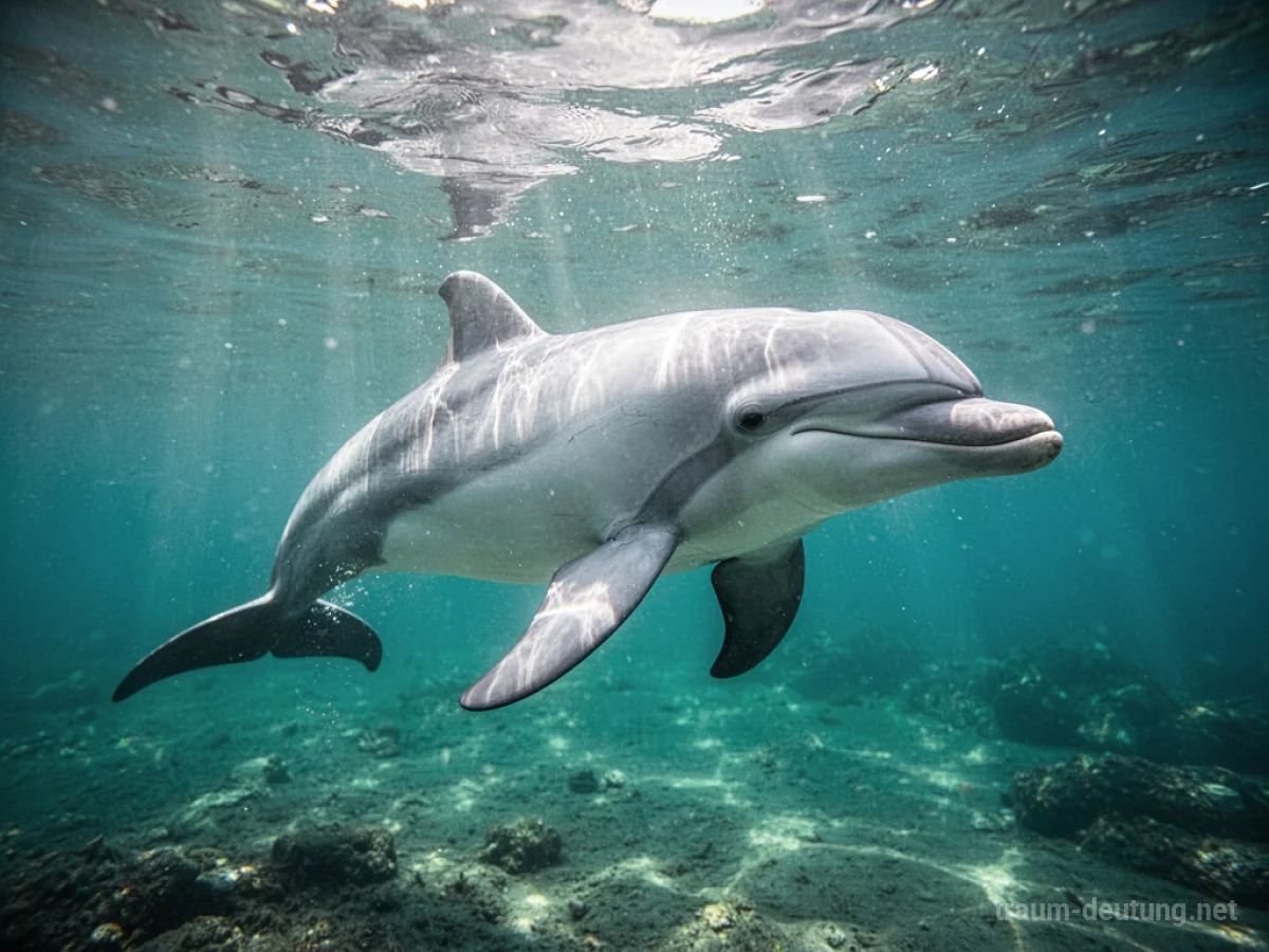 Ein weißer Delfin schwimmt anmutig in klarem türkisfarbenem Wasser.