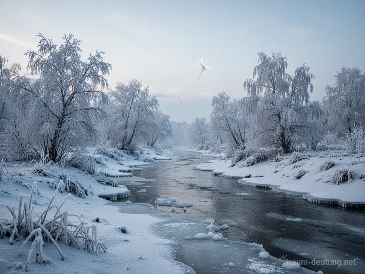 Landschaft, in der alles zu Eis gefroren ist