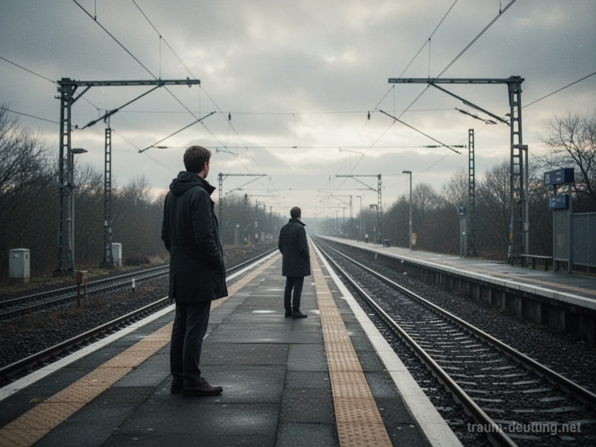 Eine Person wartet allein auf einem Bahnsteig auf die Eisenbahn.
