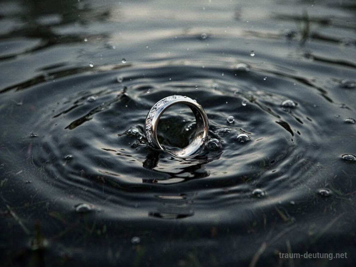 Ehering versinkt langsam in dunklem Wasser.