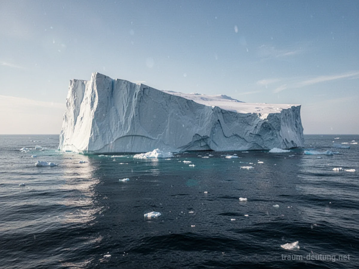 Ein riesiger Eisberg treibt auf ruhigem Meer unter klarem Himmel