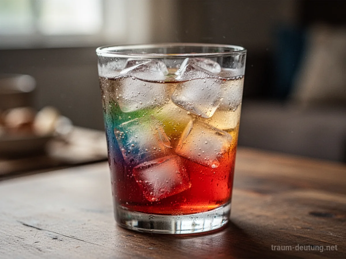 Glas mit Getränk und Eiswürfeln