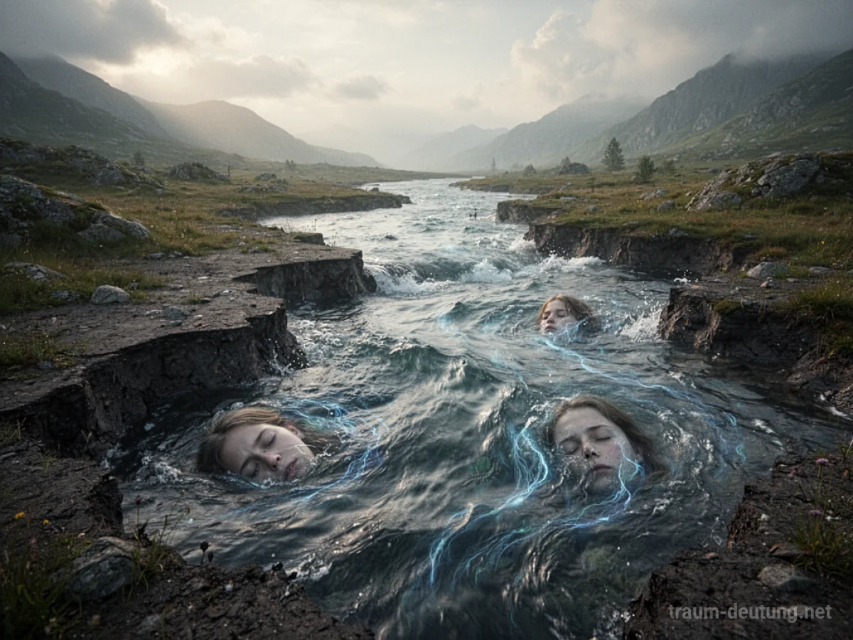 Verwandlung von fester Erde in fließendes Wasser in einer surrealen Landschaft.