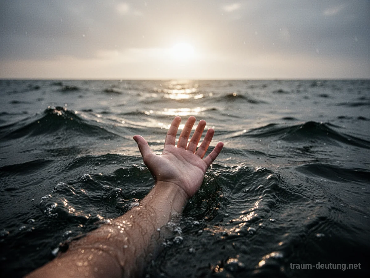 Hand streckt sich aus dunklem Wasser dem Licht entgegen.