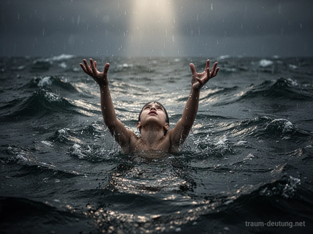 Person kämpft im Wasser, um nicht zu ertrinken und nicht atmen zu können.