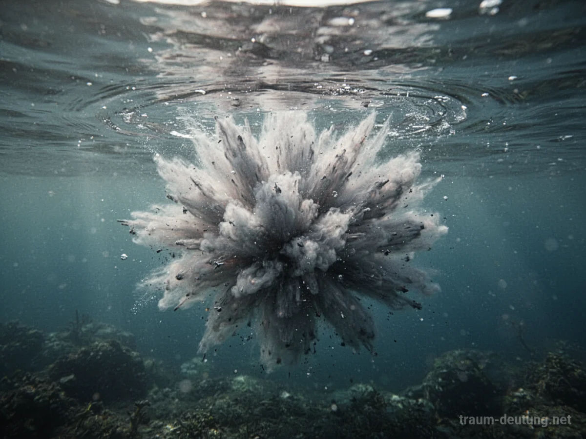 Explosion unter Wasser, die Wellen an die Oberfläche schickt