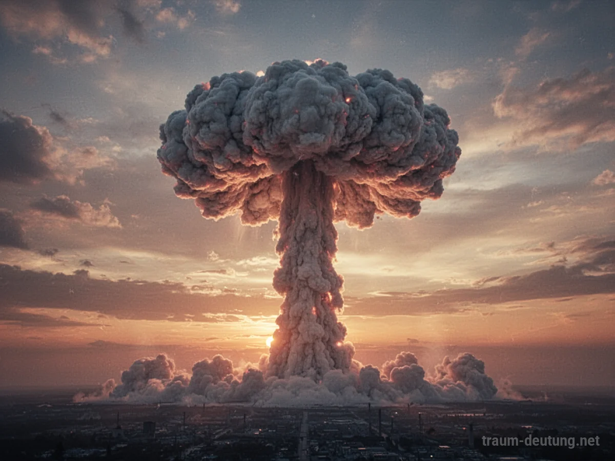 Symbolische Darstellung einer Pilzwolke am Himmel, die eine Explosion andeutet.