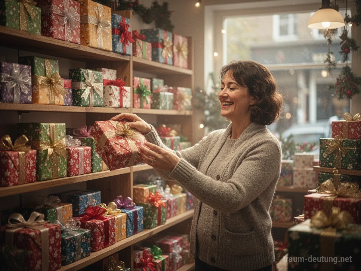 Person wählt Geschenke in einem Laden aus.