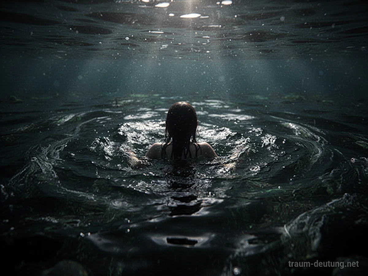 Silhouette einer Person, die in dunklem Wasser versinkt