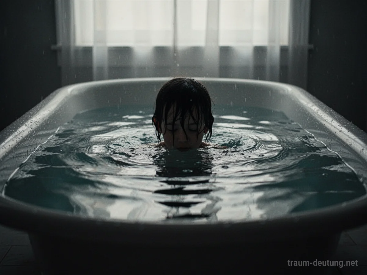 Silhouette einer Person, die in einer Badewanne unter Wasser ist