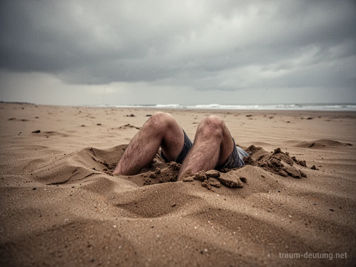 Beine einer Person versinken im trockenen Sand
