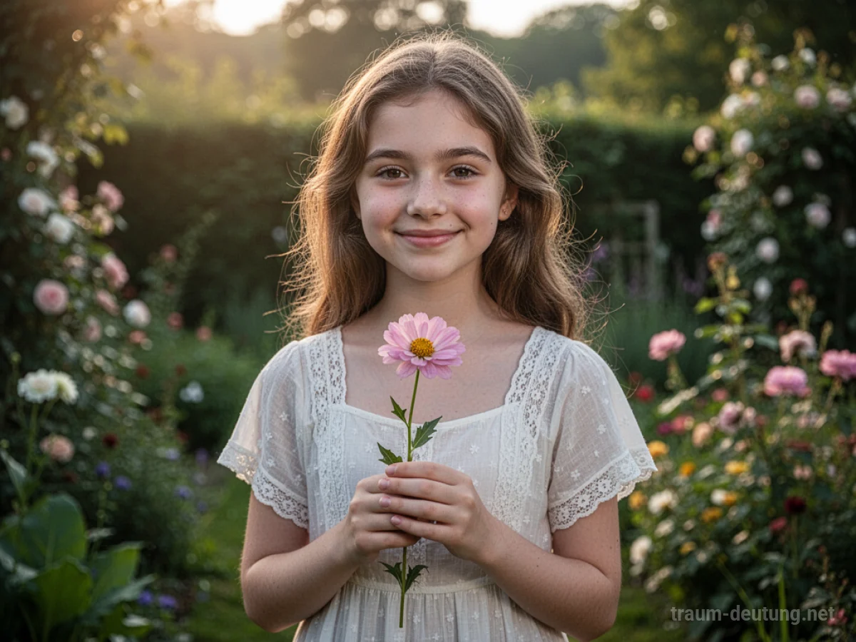Junge Frau mit einem Lächeln im Garten
