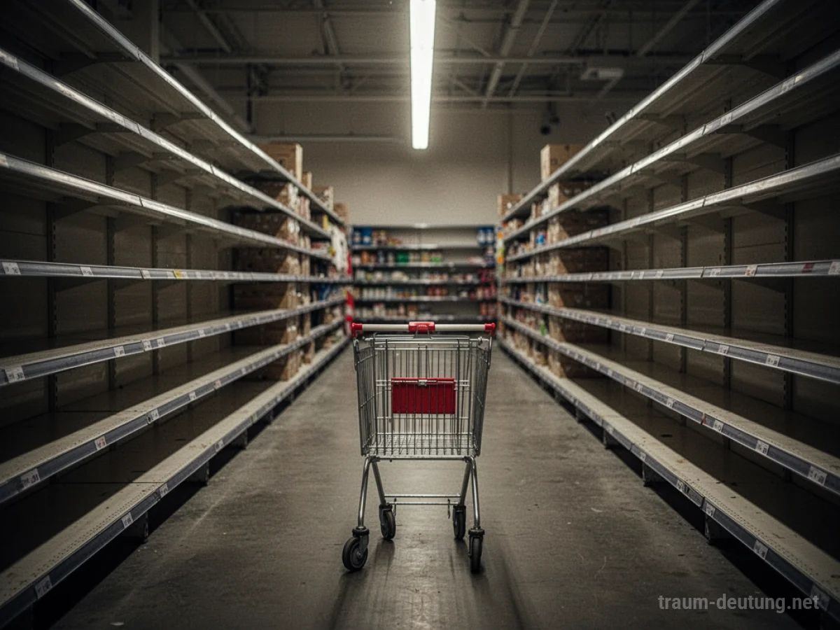 Leere Supermarktregale im Traum