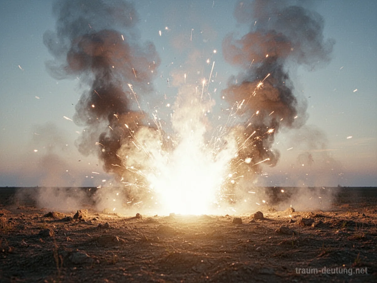 Plötzliche helle Explosion am Horizont mit aufsteigendem Rauch.
