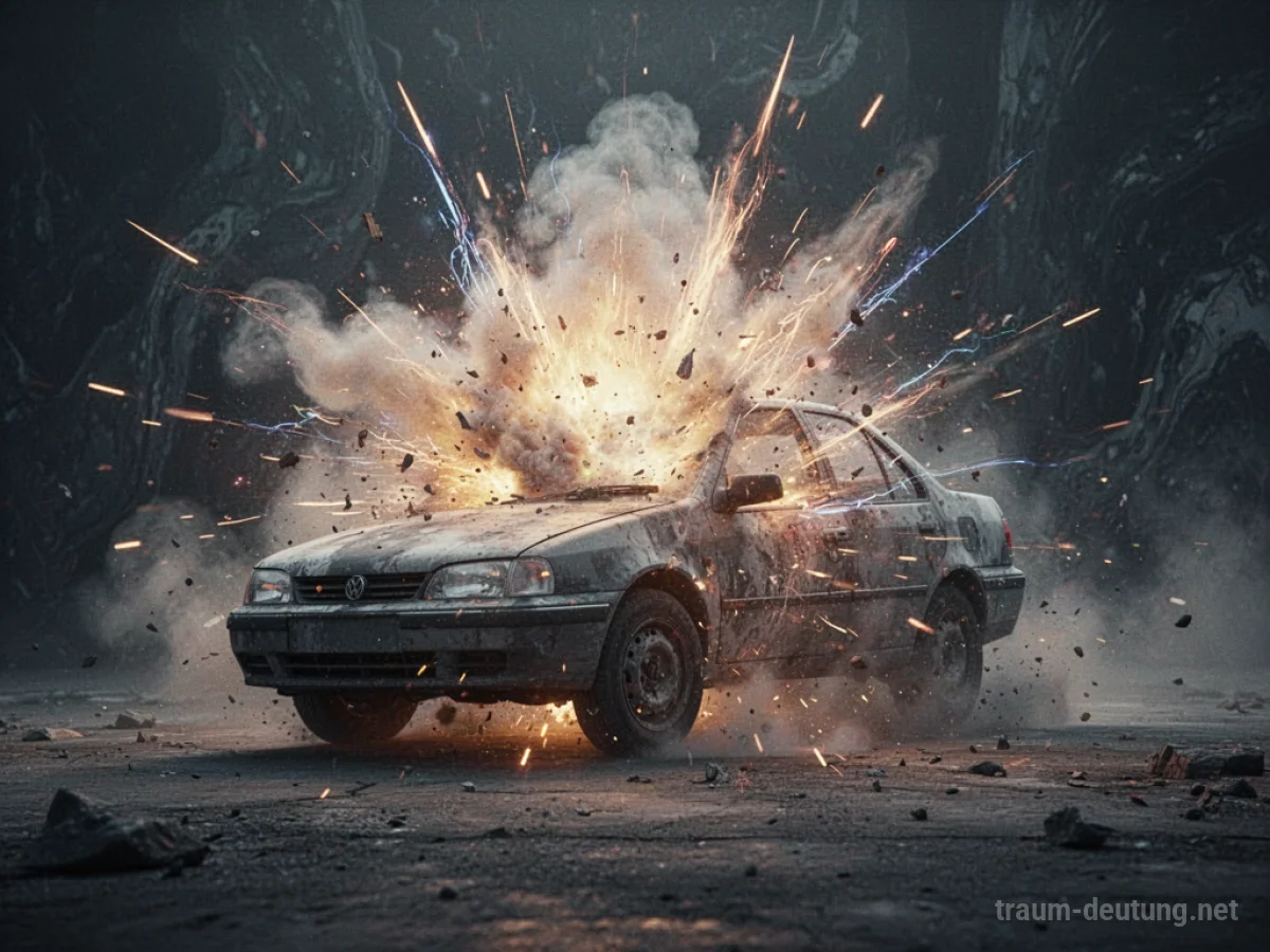 Symbolische Darstellung einer Autoexplosion im Traum