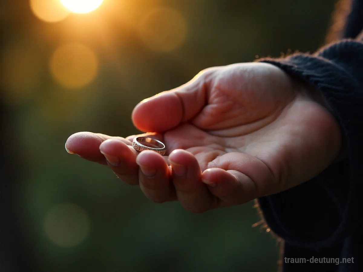 Eine Hand, die nach einem Ehering greift, der vom Finger gleitet.
