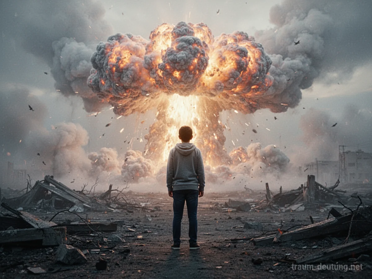 Person überlebt eine Explosion und blickt in eine hellere Zukunft.