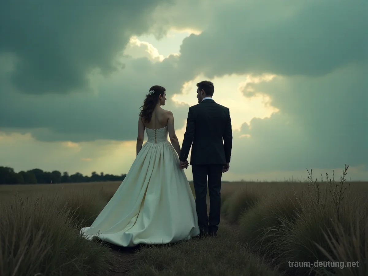 Brautpaar steht getrennt, symbolisiert eine geplatzte Hochzeit.