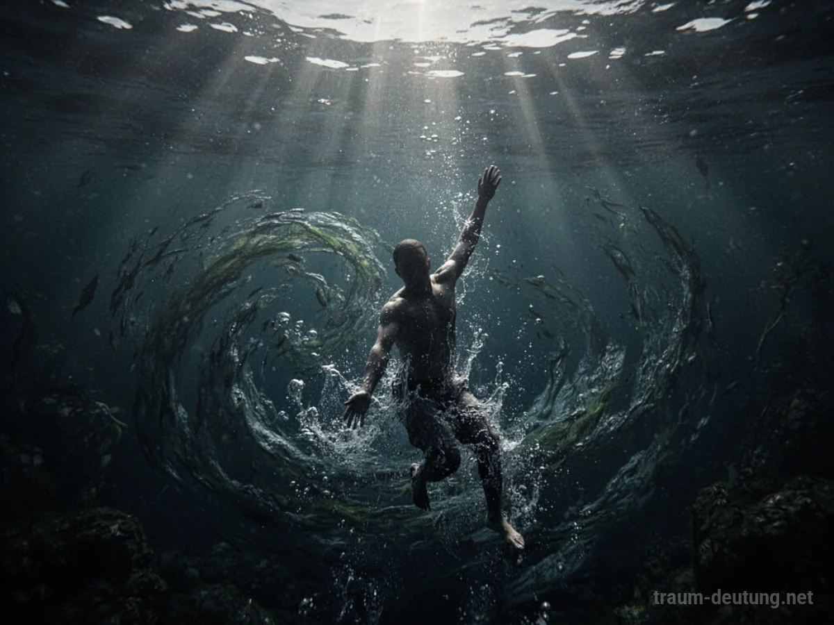 Silhouette einer Person, die im Traum unter Wasser gezogen wird