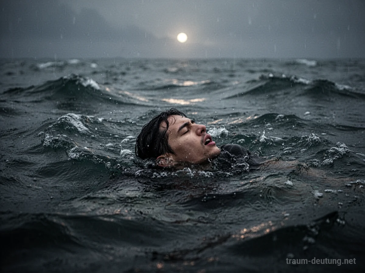 Person kämpft ums Überleben im Wasser nahe der Oberfläche