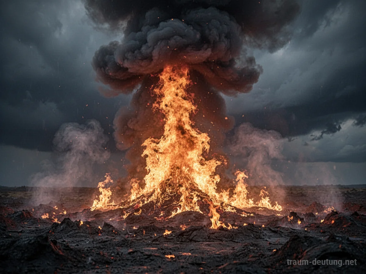 Explosion mit Feuer steigt in den Himmel